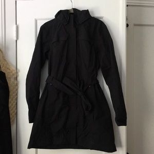 REI Black Belted Trench Rain Jacket